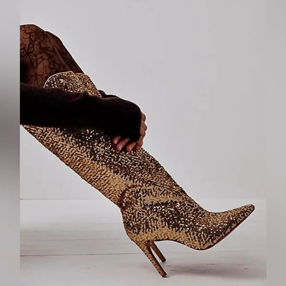 Free People Vicenza After Midnight Sequin Boots
